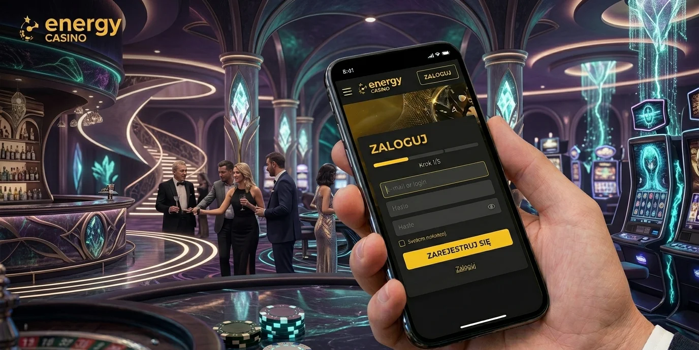 Energy Casino zaloguj — ekran logowania w kasynowej strefie lounge