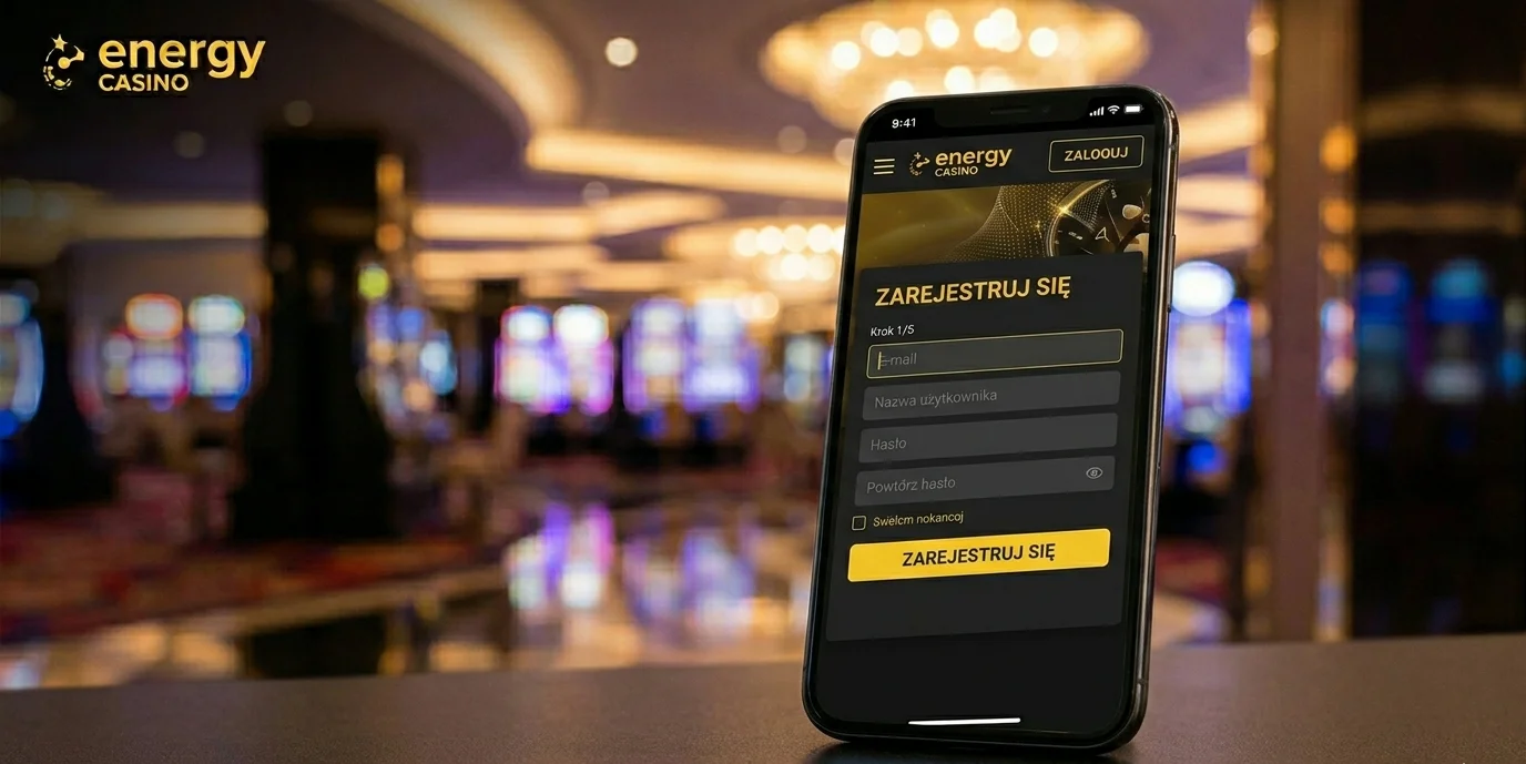 Energy Casino rejestracja w aplikacji mobilnej — pełnoekranowy formularz z polami danych
